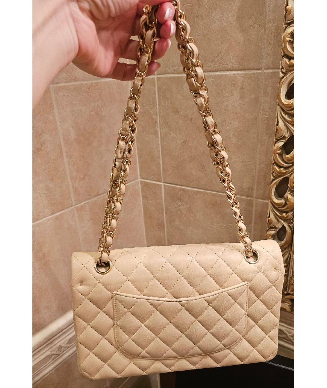 CHANEL Бежевая кожаная сумка через плечо, фото 3