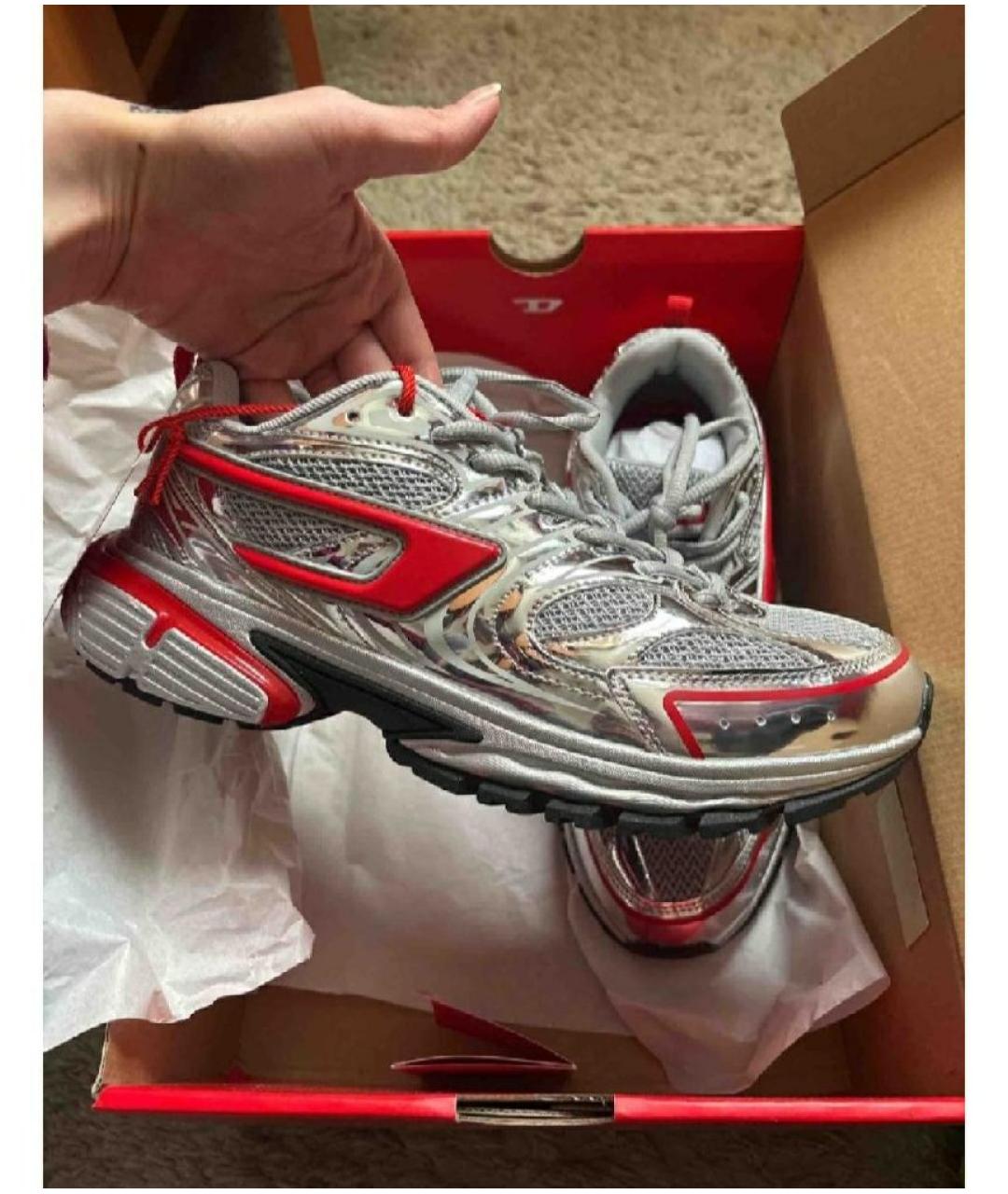 DIESEL Серебряные низкие кроссовки / кеды, фото 4