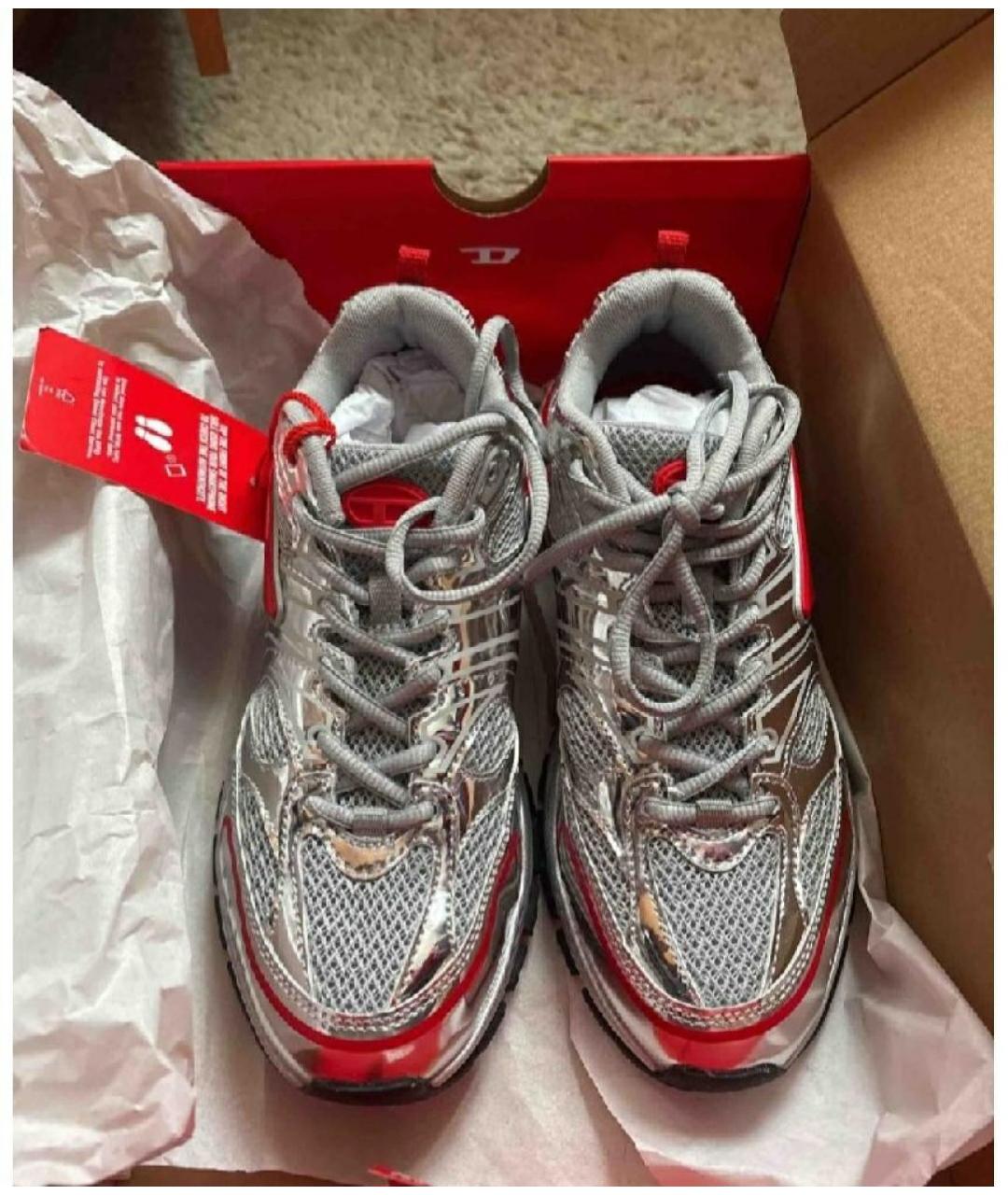 DIESEL Серебряные низкие кроссовки / кеды, фото 5