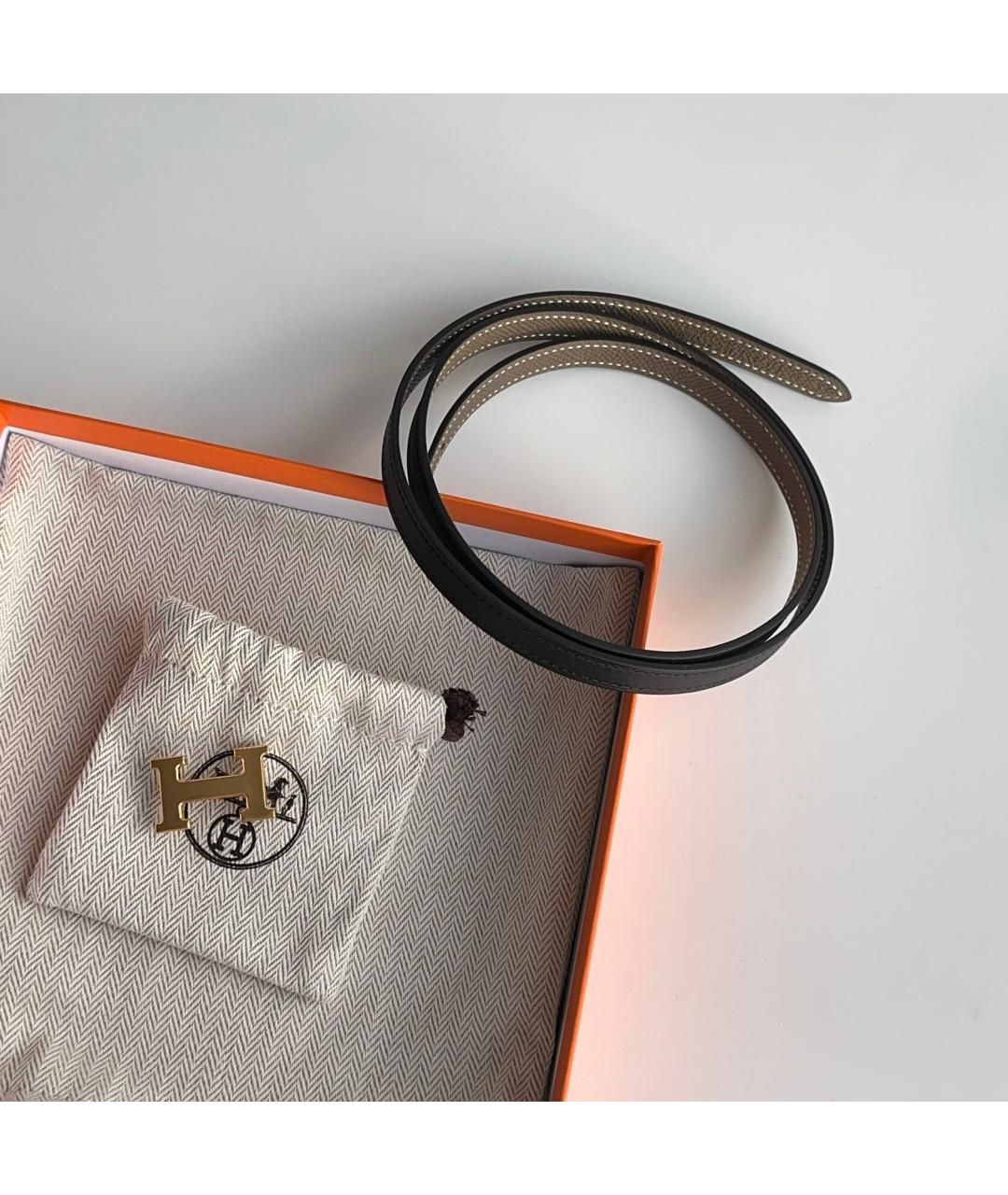 HERMES Черный кожаный ремень, фото 6