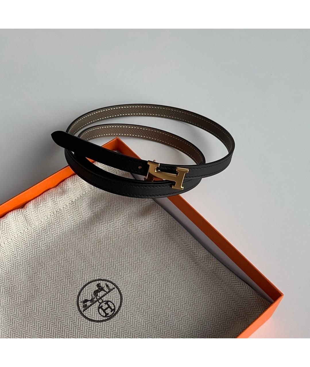 HERMES Черный кожаный ремень, фото 4