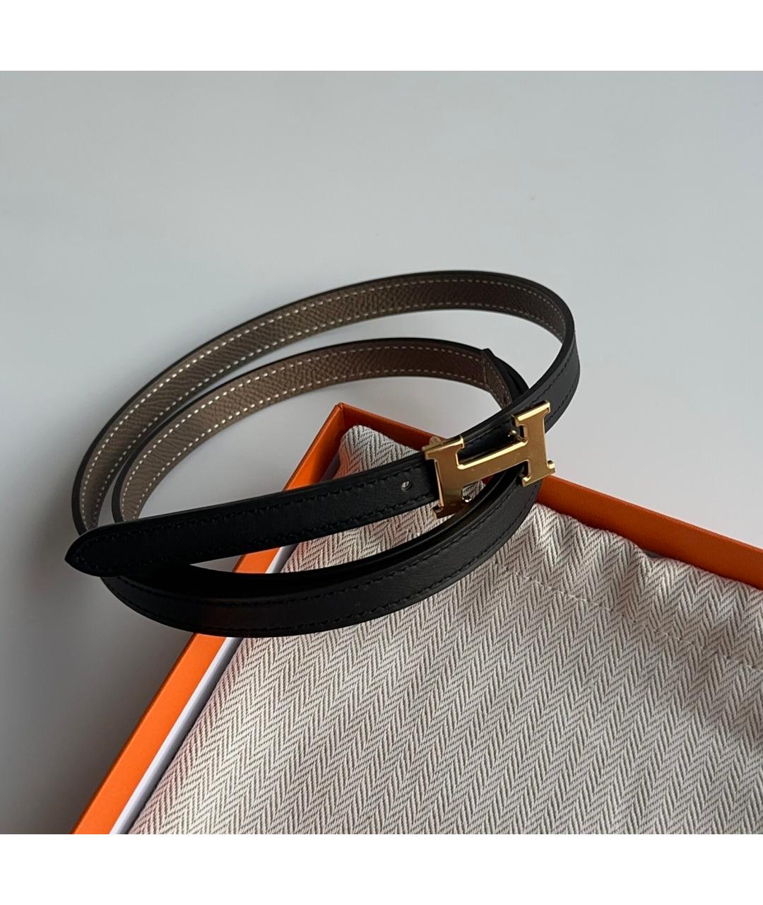 HERMES Черный кожаный ремень, фото 5