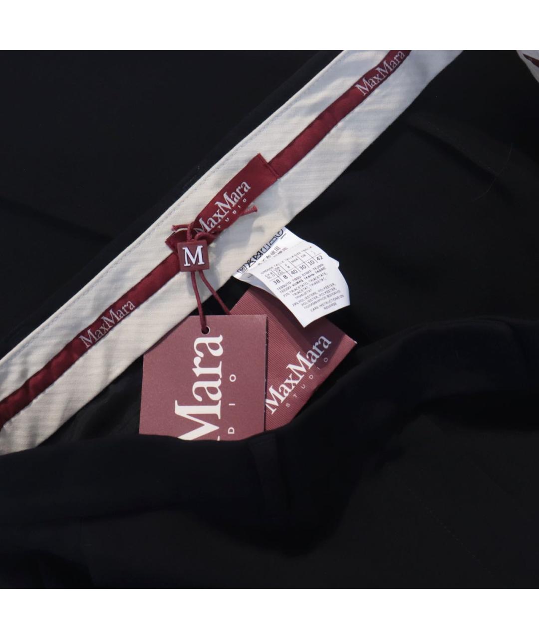 MAX MARA STUDIO Черные полиэстеровые прямые брюки, фото 6