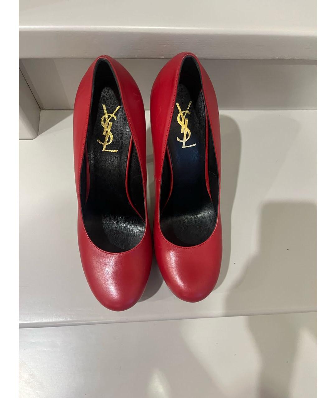 SAINT LAURENT Красные кожаные туфли, фото 2