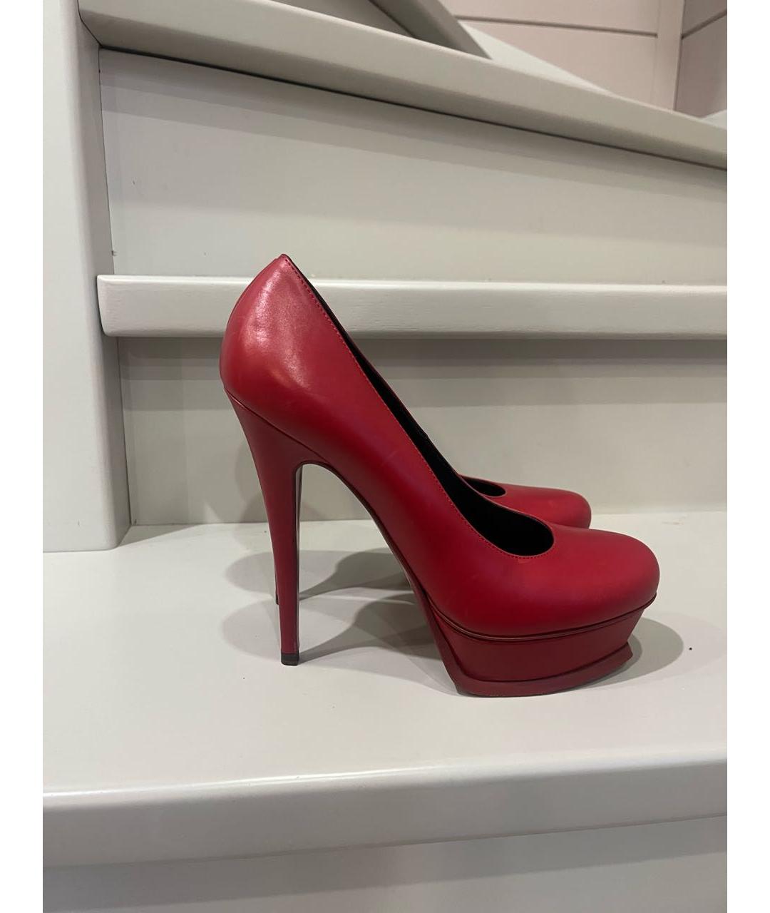 SAINT LAURENT Красные кожаные туфли, фото 6