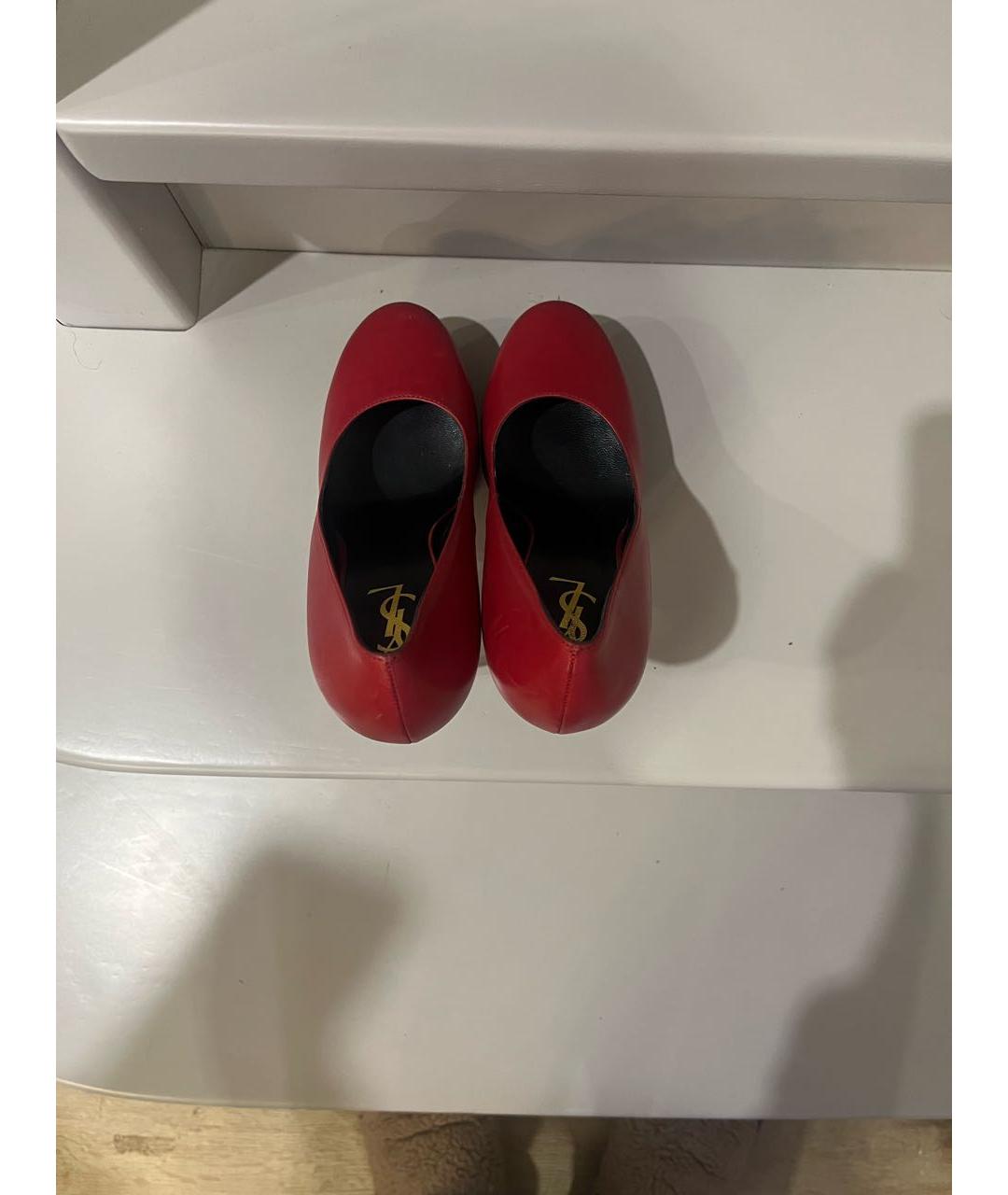 SAINT LAURENT Красные кожаные туфли, фото 3