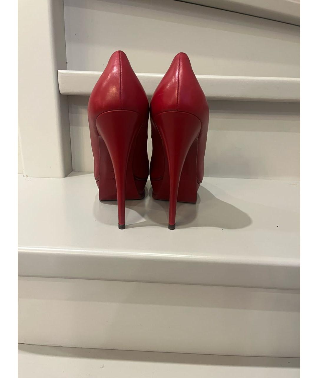 SAINT LAURENT Красные кожаные туфли, фото 4