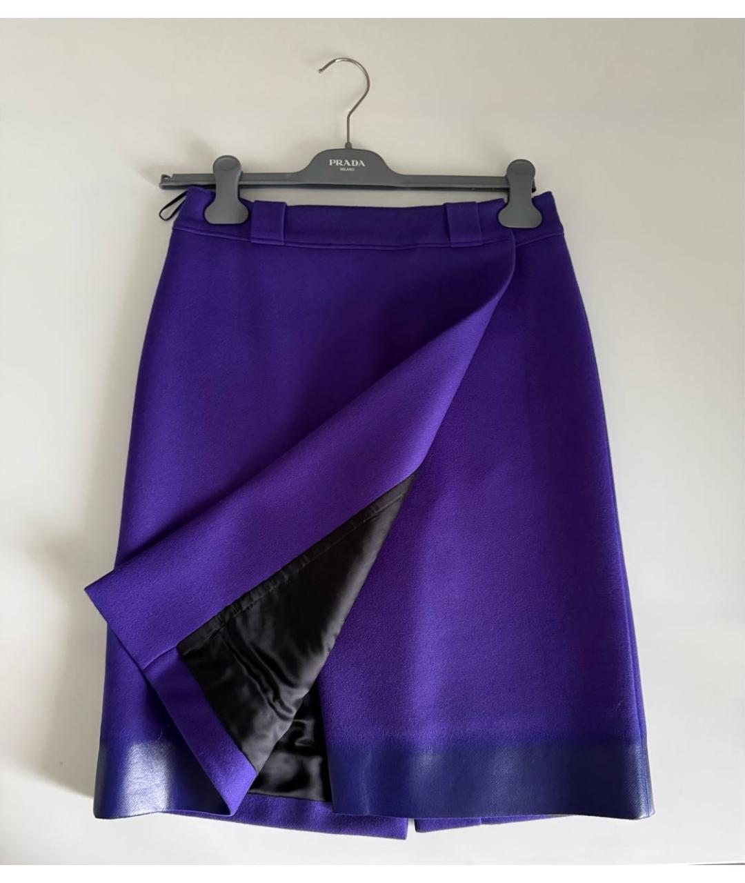 PRADA Фиолетовая шерстяная юбка миди, фото 3