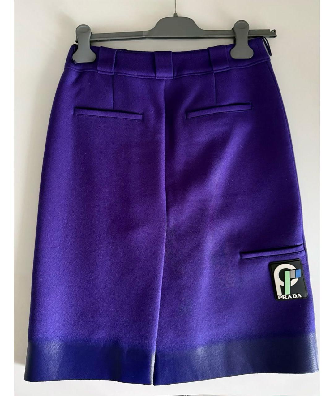 PRADA Фиолетовая шерстяная юбка миди, фото 2