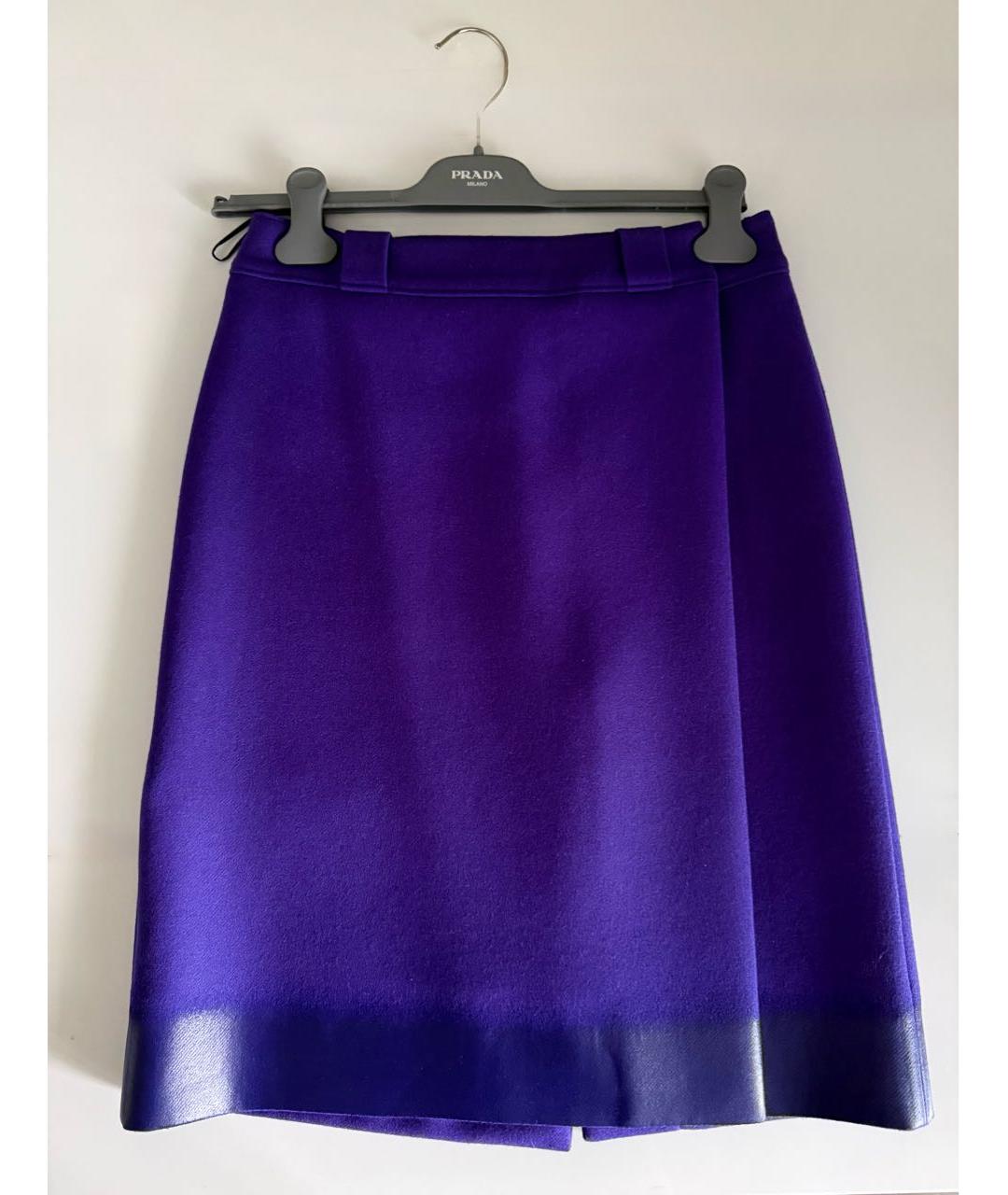 PRADA Фиолетовая шерстяная юбка миди, фото 9