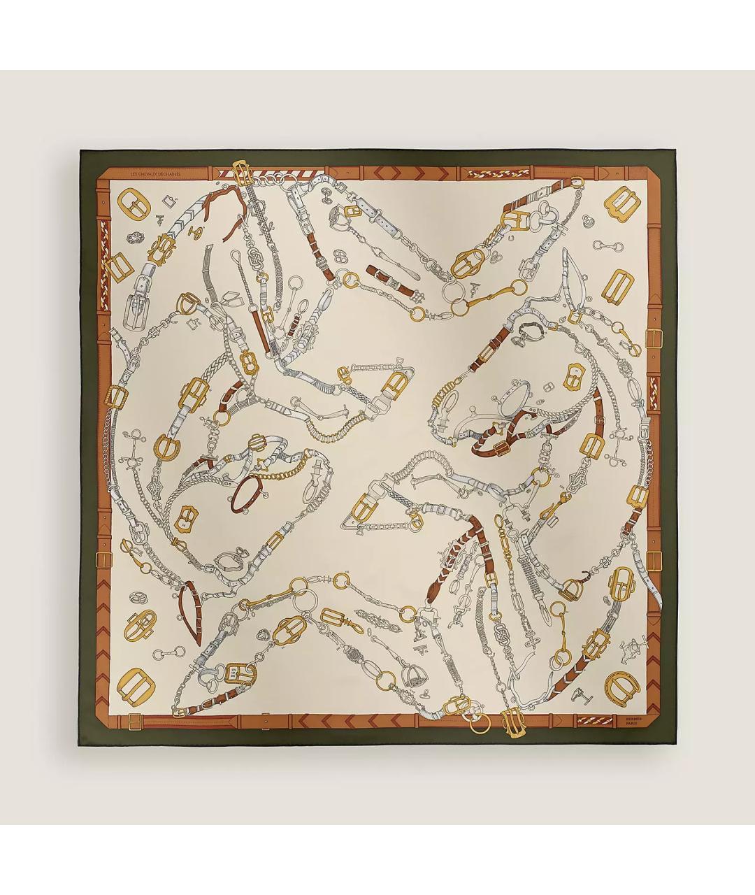 HERMES Бежевый кашемировый платок, фото 2