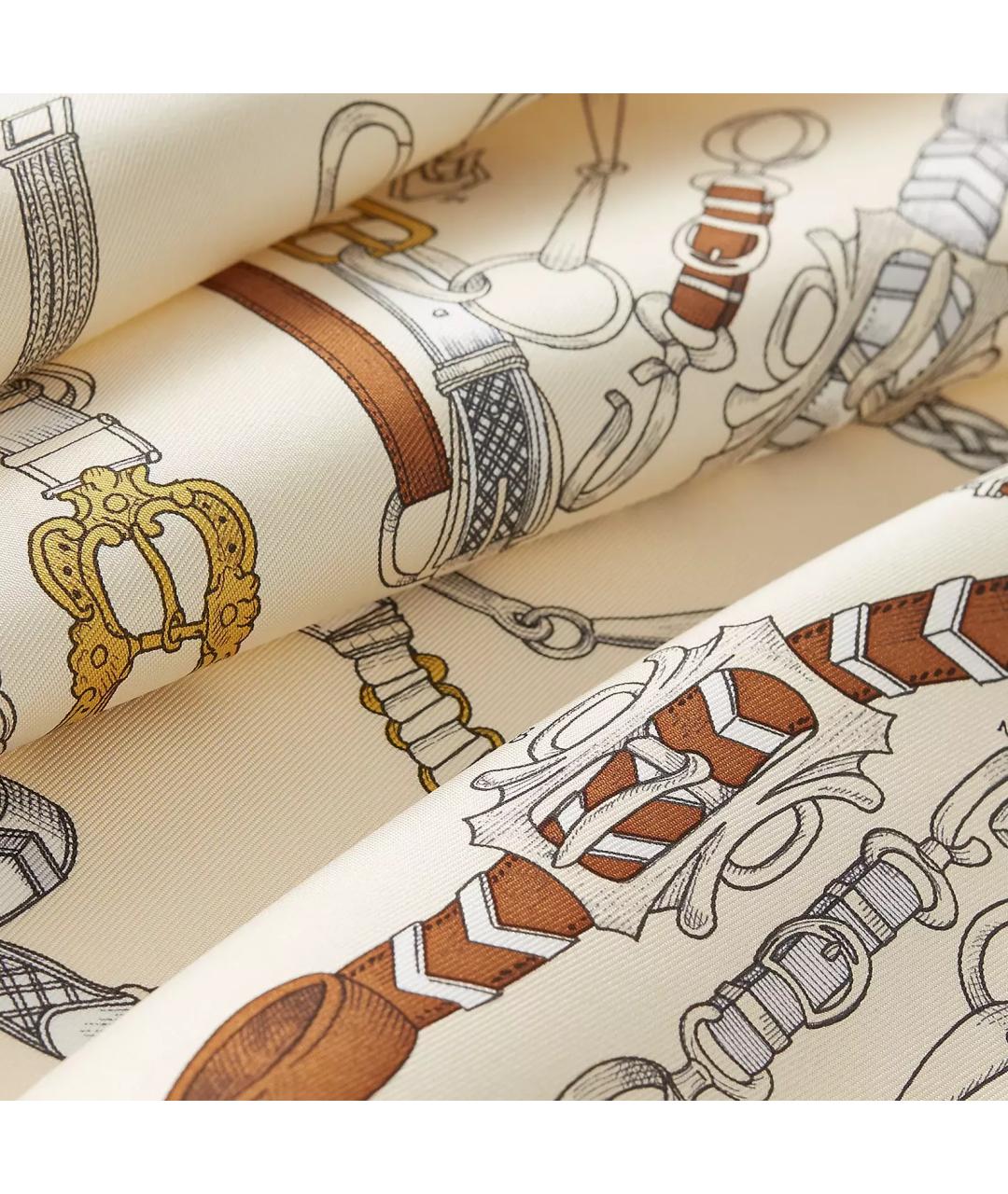 HERMES Бежевый кашемировый платок, фото 3