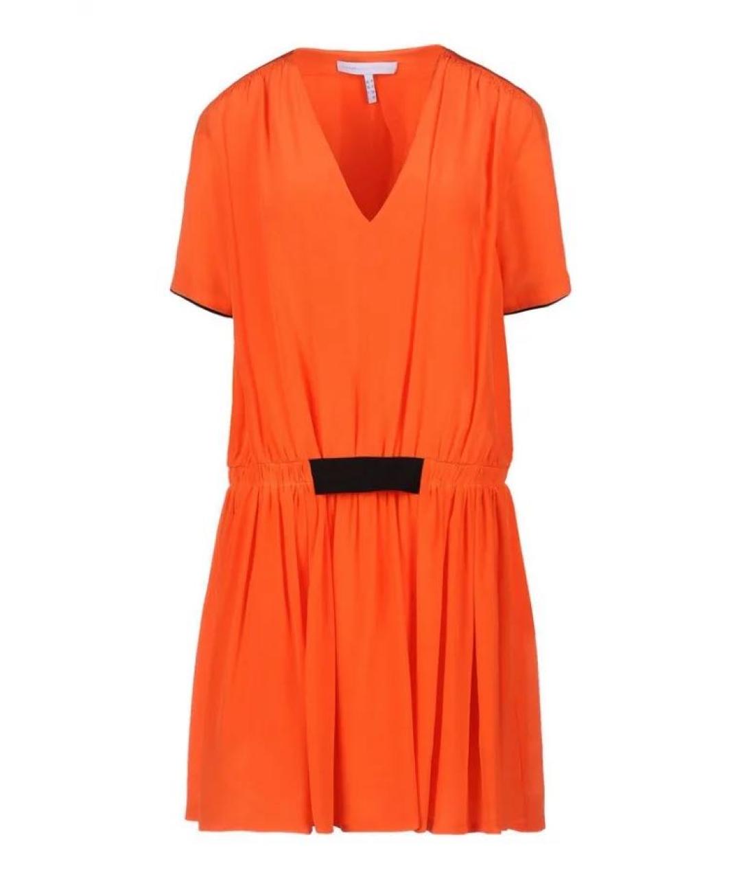VICTORIA BECKHAM Оранжевое шелковое повседневное платье, фото 9