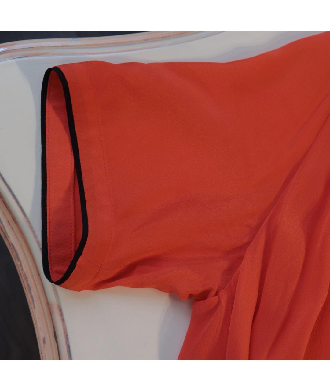 VICTORIA BECKHAM Оранжевое шелковое повседневное платье, фото 6