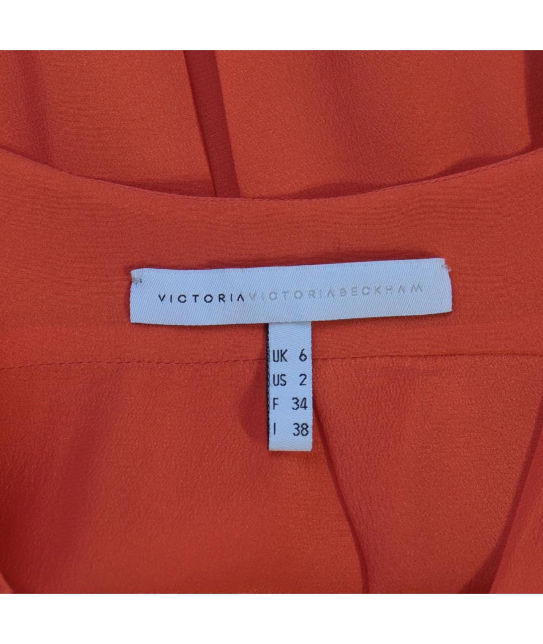 VICTORIA BECKHAM Оранжевое шелковое повседневное платье, фото 4