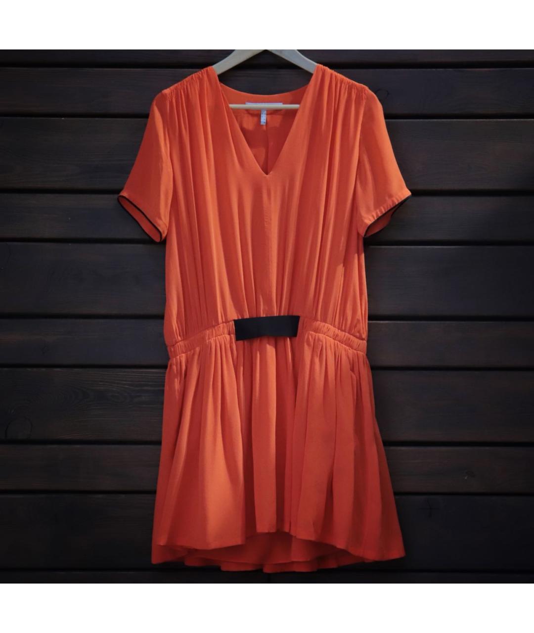 VICTORIA BECKHAM Оранжевое шелковое повседневное платье, фото 2