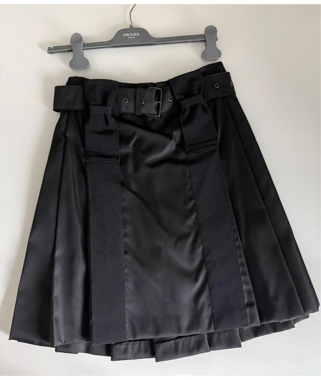 PRADA Черная полиамидовая юбка миди, фото 8