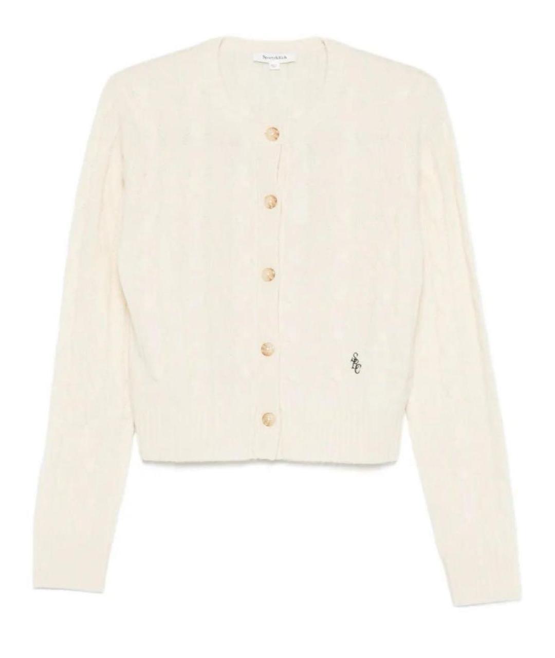 SPORTY AND RICH Бежевый кашемировый кардиган, фото 1