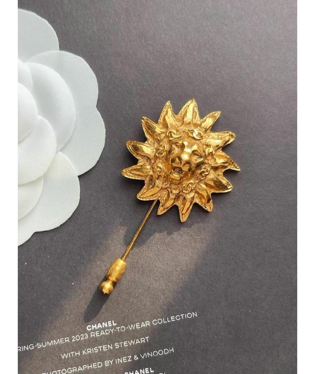 CHANEL Золотая металлическая булавка / брошь, фото 4