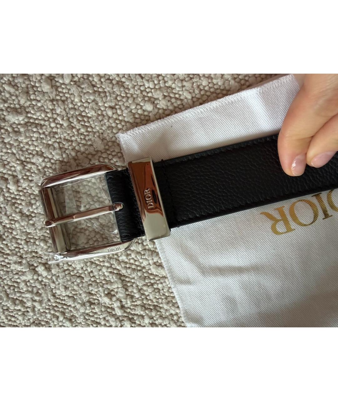 CHRISTIAN DIOR Черный кожаный ремень, фото 2