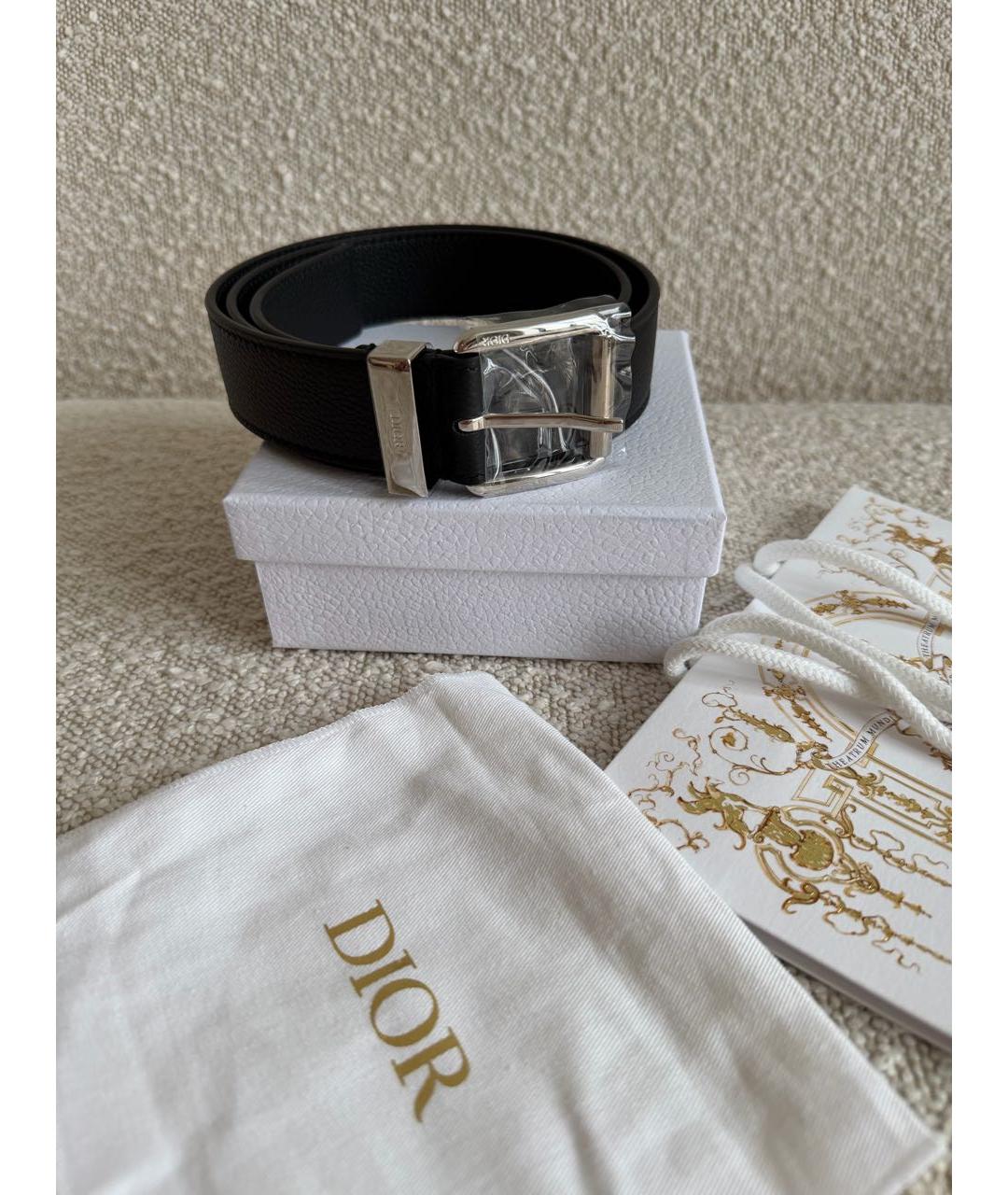 CHRISTIAN DIOR Черный кожаный ремень, фото 5