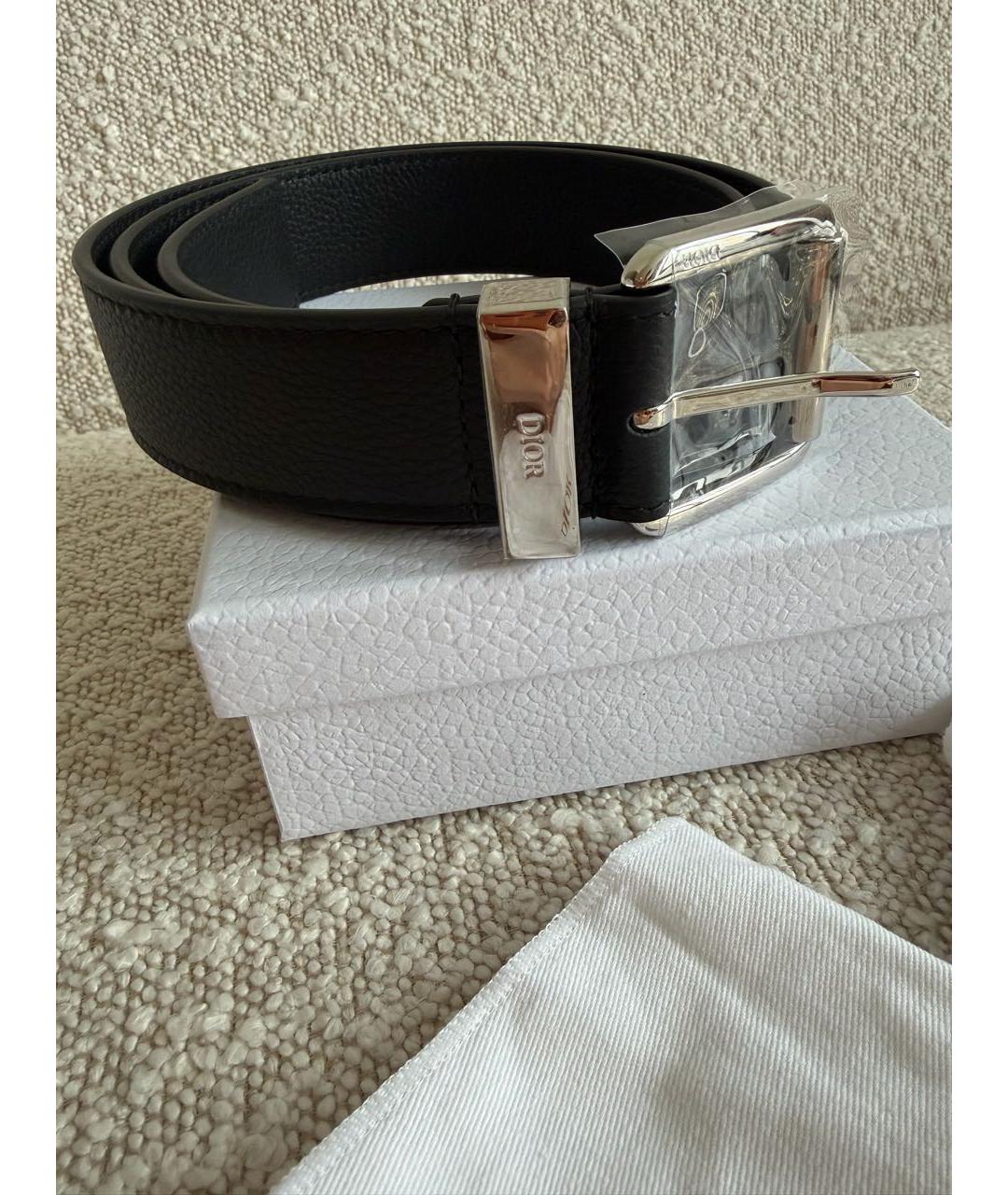 CHRISTIAN DIOR Черный кожаный ремень, фото 4