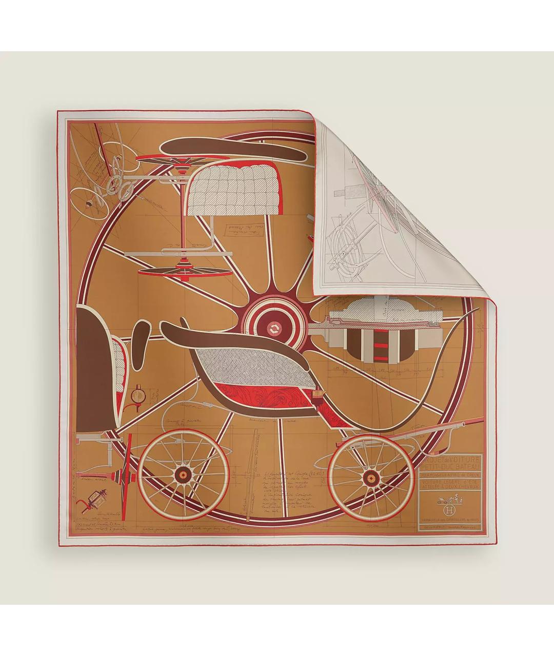 HERMES Оранжевый шелковый платок, фото 2