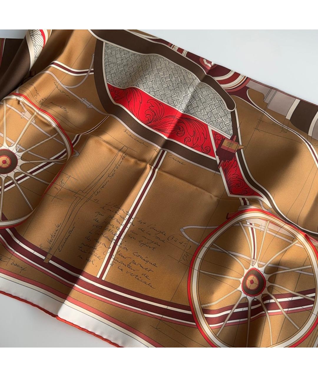 HERMES Оранжевый шелковый платок, фото 4