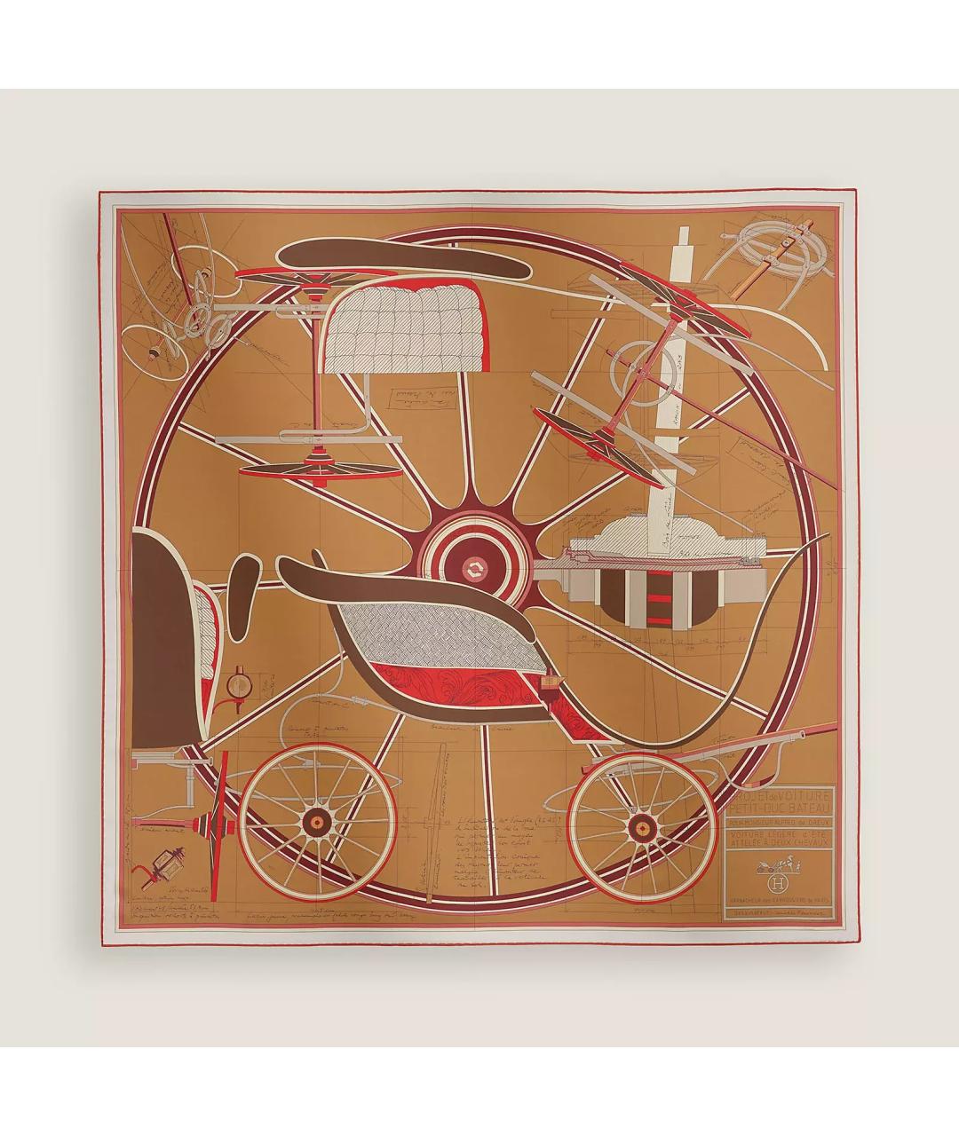 HERMES Оранжевый шелковый платок, фото 3