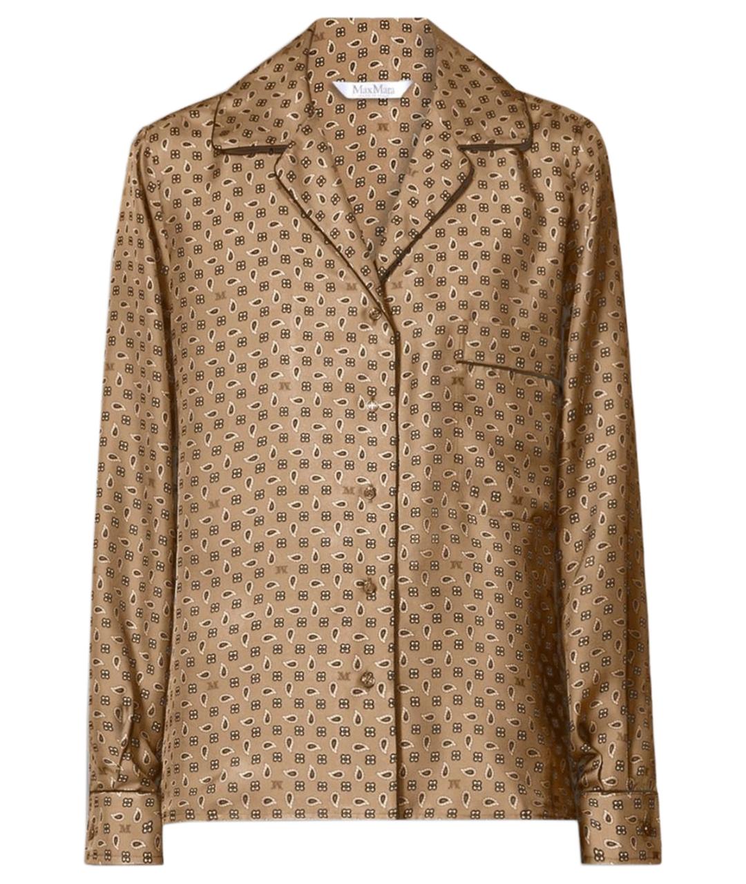 MAX MARA Коричневая шелковая рубашка, фото 1
