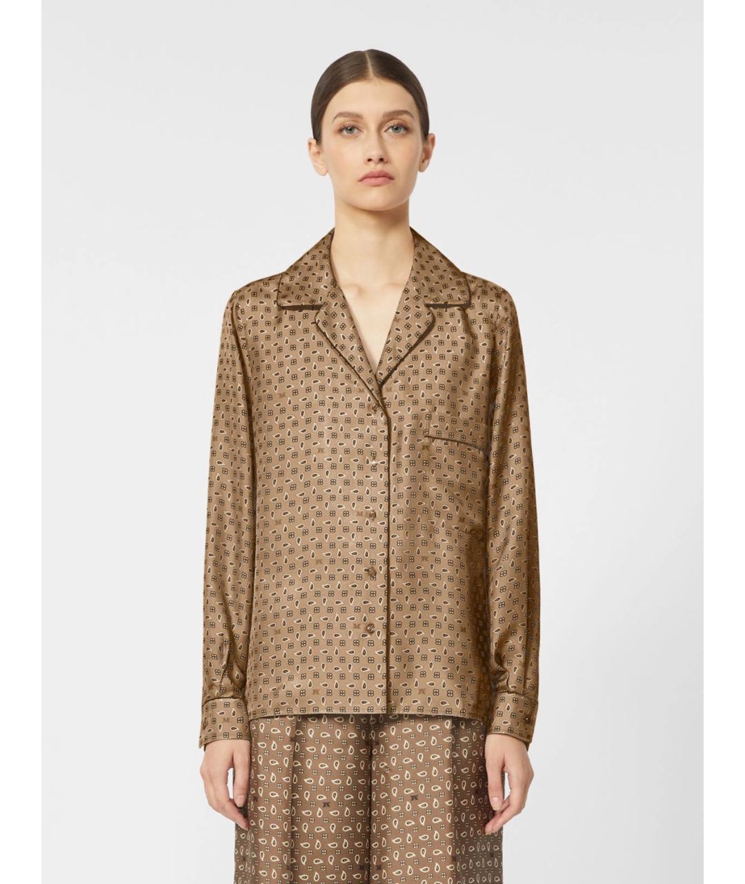 MAX MARA Коричневая шелковая рубашка, фото 3