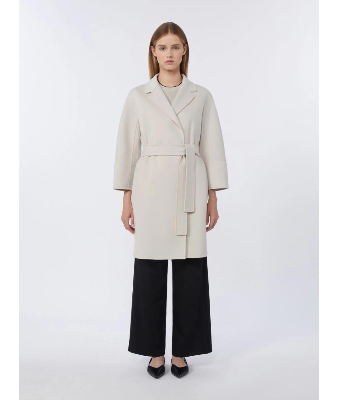 'S MAX MARA Белое шерстяное пальто, фото 3