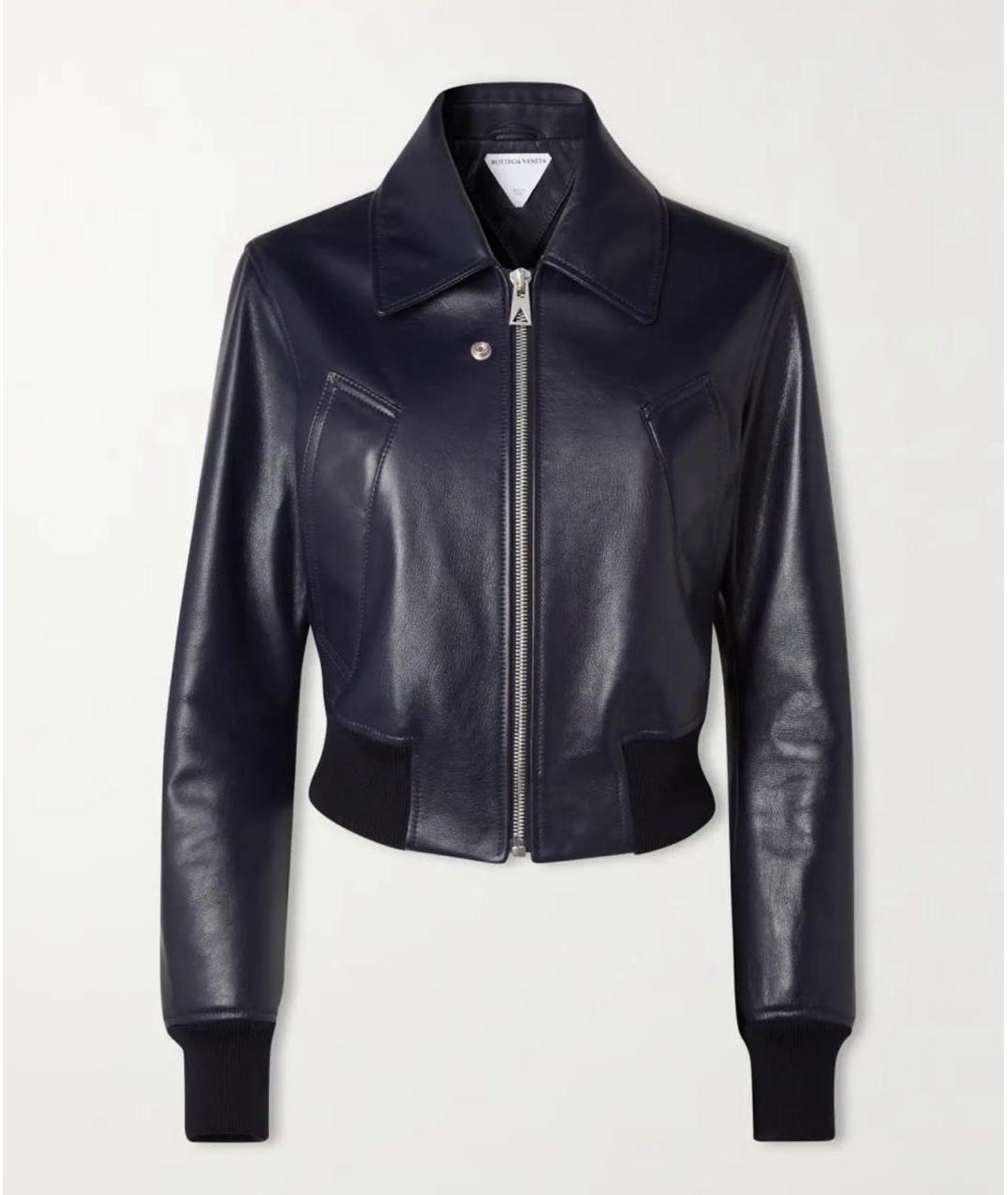 BOTTEGA VENETA Синяя кожаная куртка, фото 6