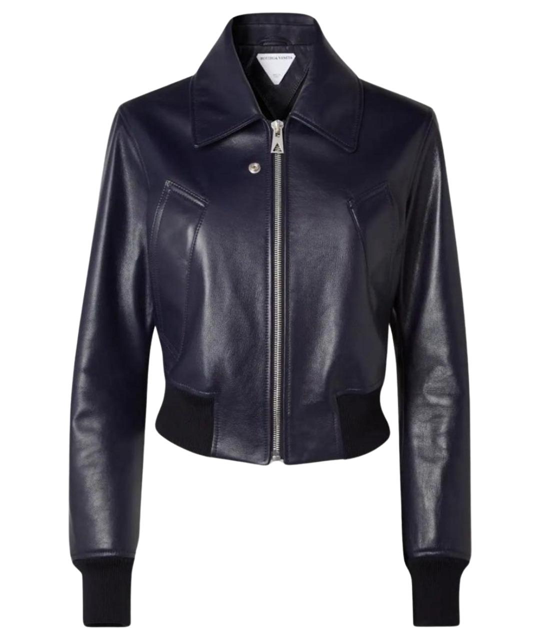 BOTTEGA VENETA Синяя кожаная куртка, фото 1