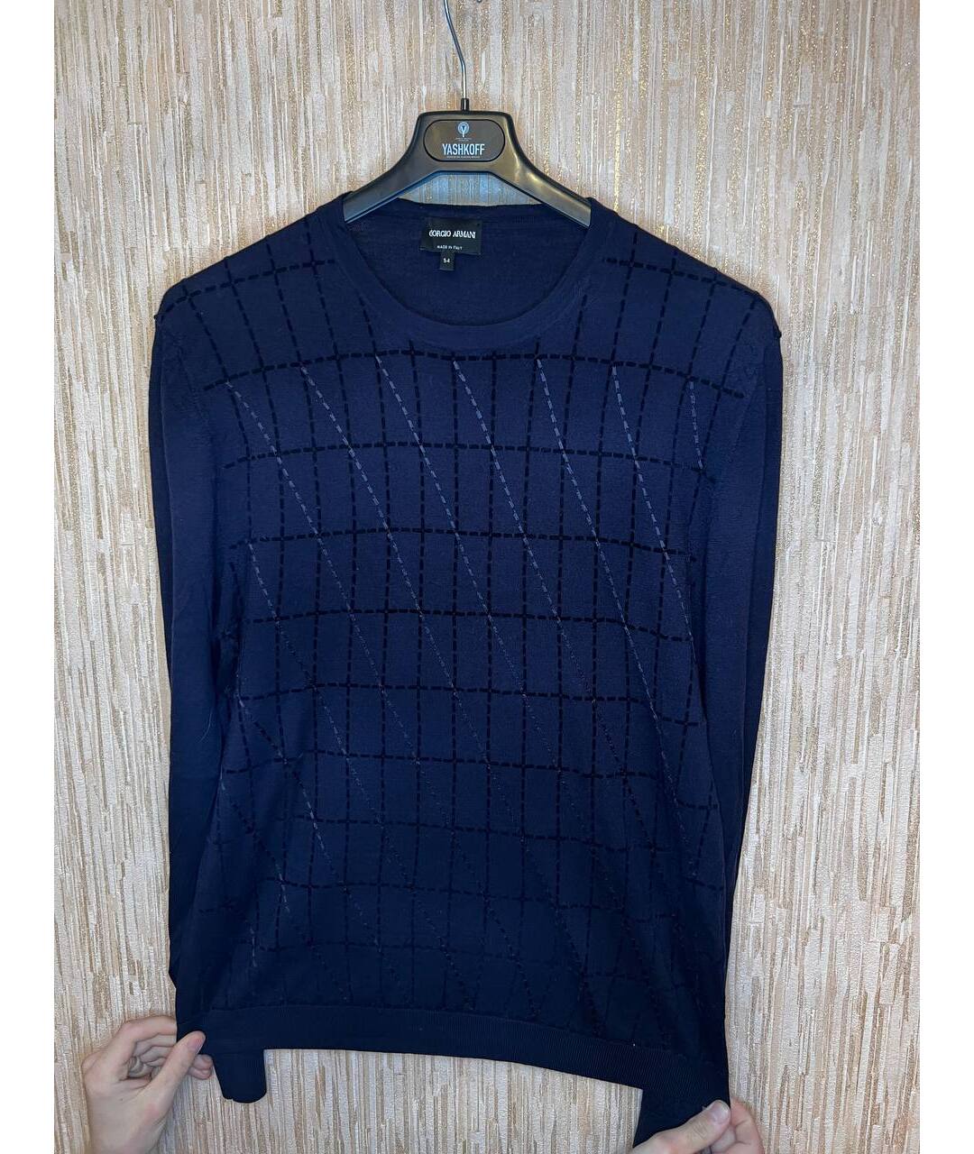 GIORGIO ARMANI Темно-синий шерстяной джемпер / свитер, фото 7