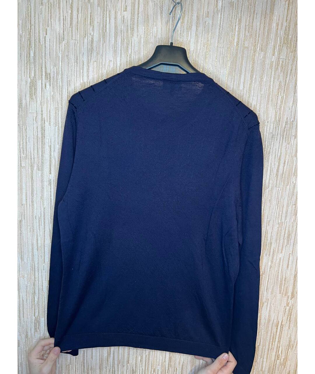GIORGIO ARMANI Темно-синий шерстяной джемпер / свитер, фото 2