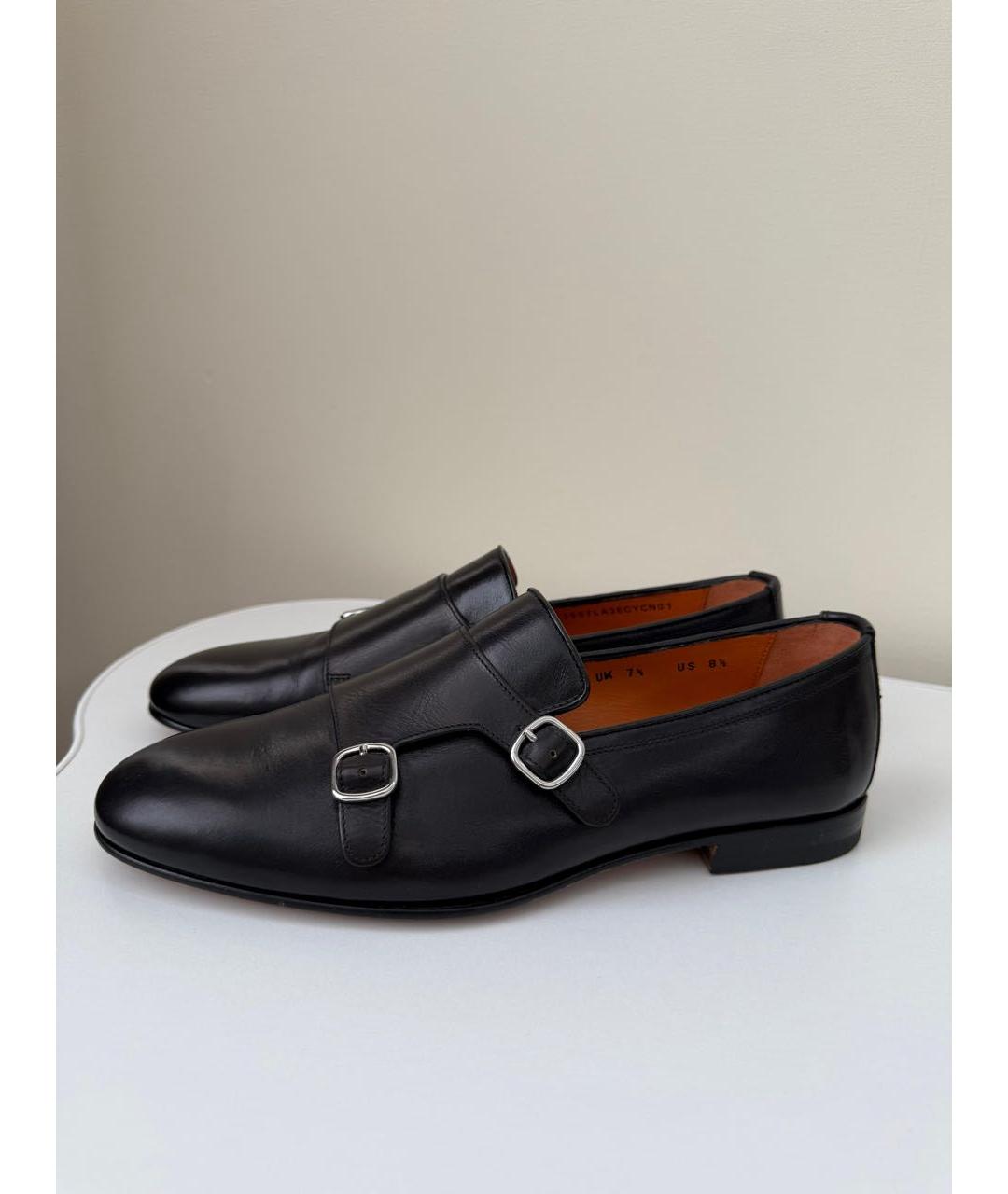 SANTONI Черные кожаные туфли, фото 7