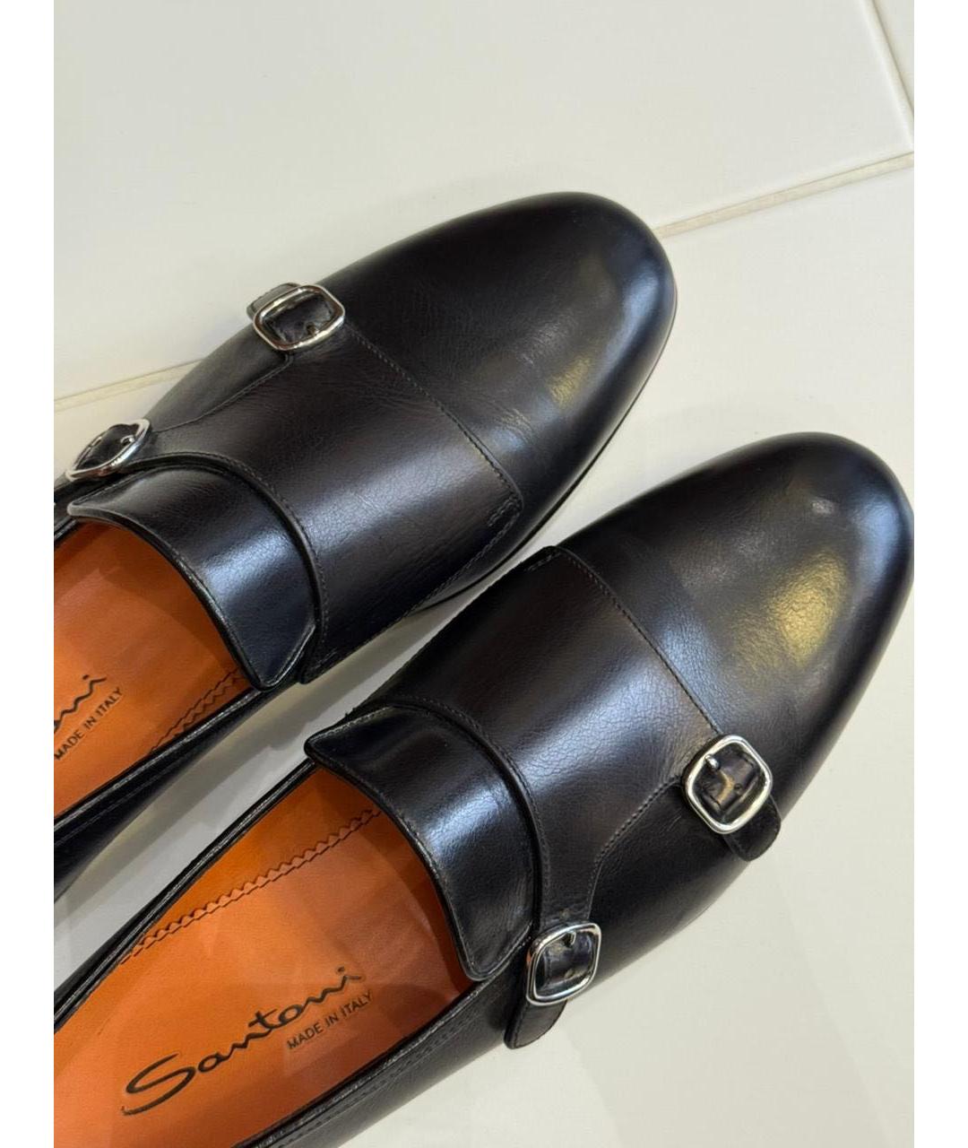 SANTONI Черные кожаные туфли, фото 6