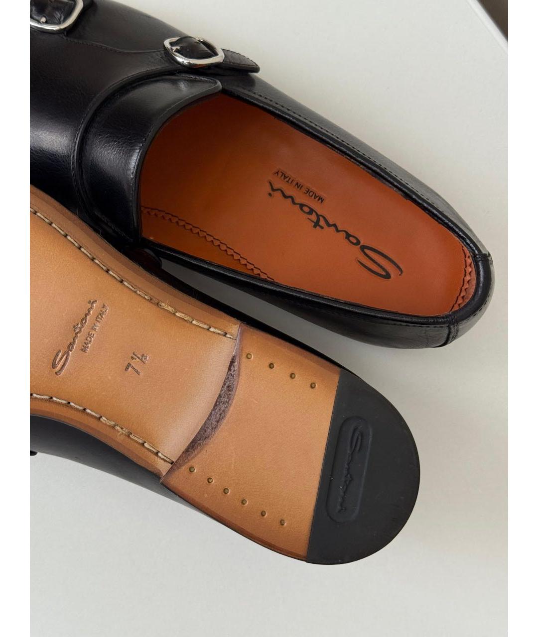 SANTONI Черные кожаные туфли, фото 4