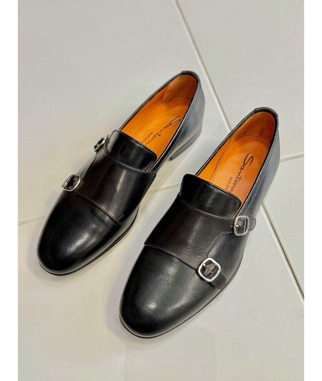 SANTONI Черные кожаные туфли, фото 2