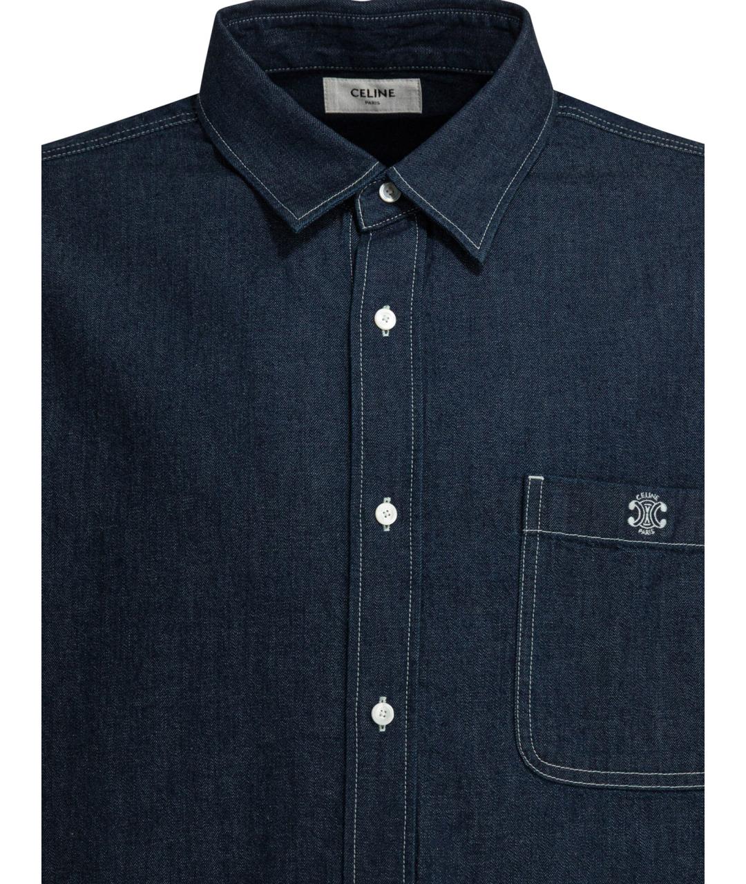 CELINE Темно-синяя хлопковая кэжуал рубашка, фото 3
