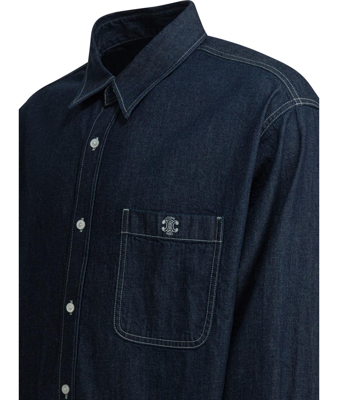 CELINE Темно-синяя хлопковая кэжуал рубашка, фото 4