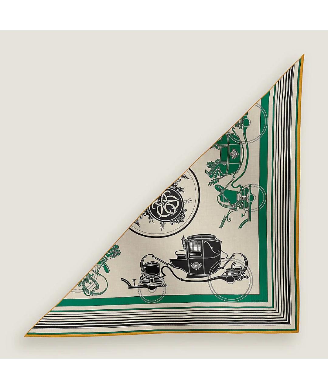 HERMES Зеленый кашемировый платок, фото 2