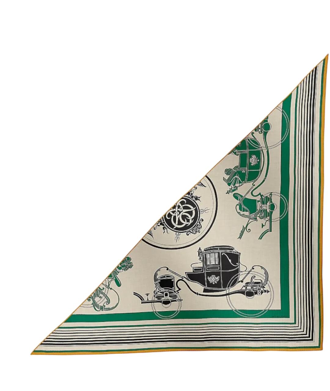 HERMES Зеленый кашемировый платок, фото 1