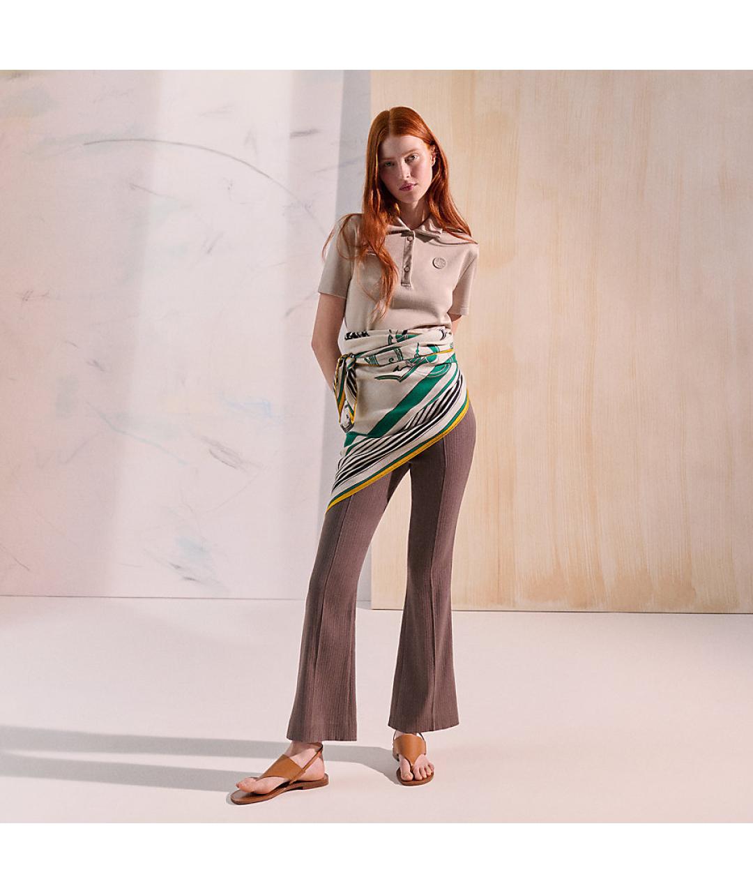 HERMES Зеленый кашемировый платок, фото 4