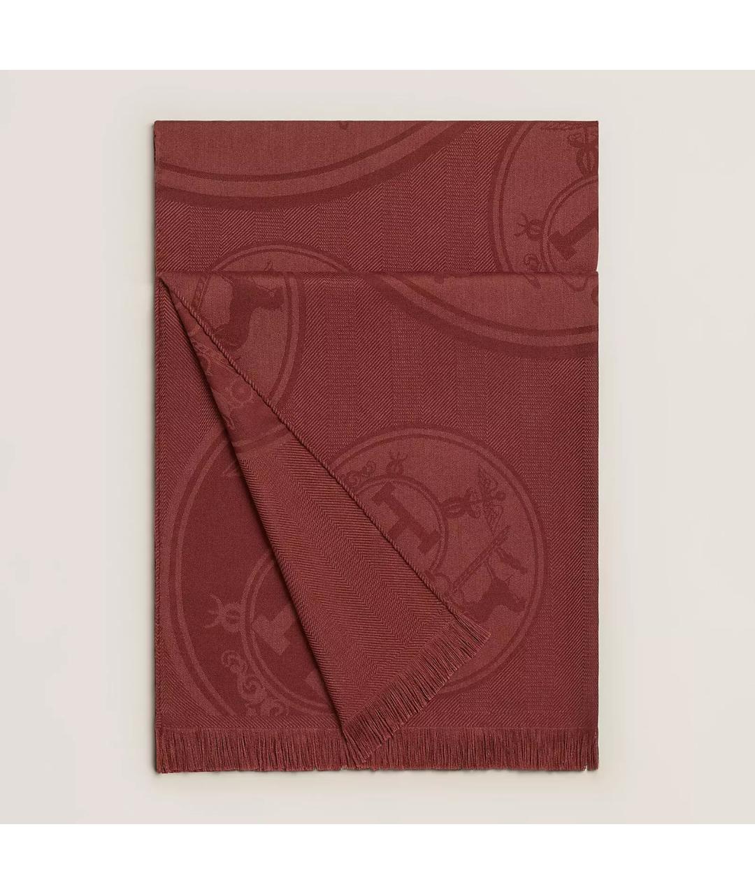 HERMES Бордовый кашемировый шарф, фото 2