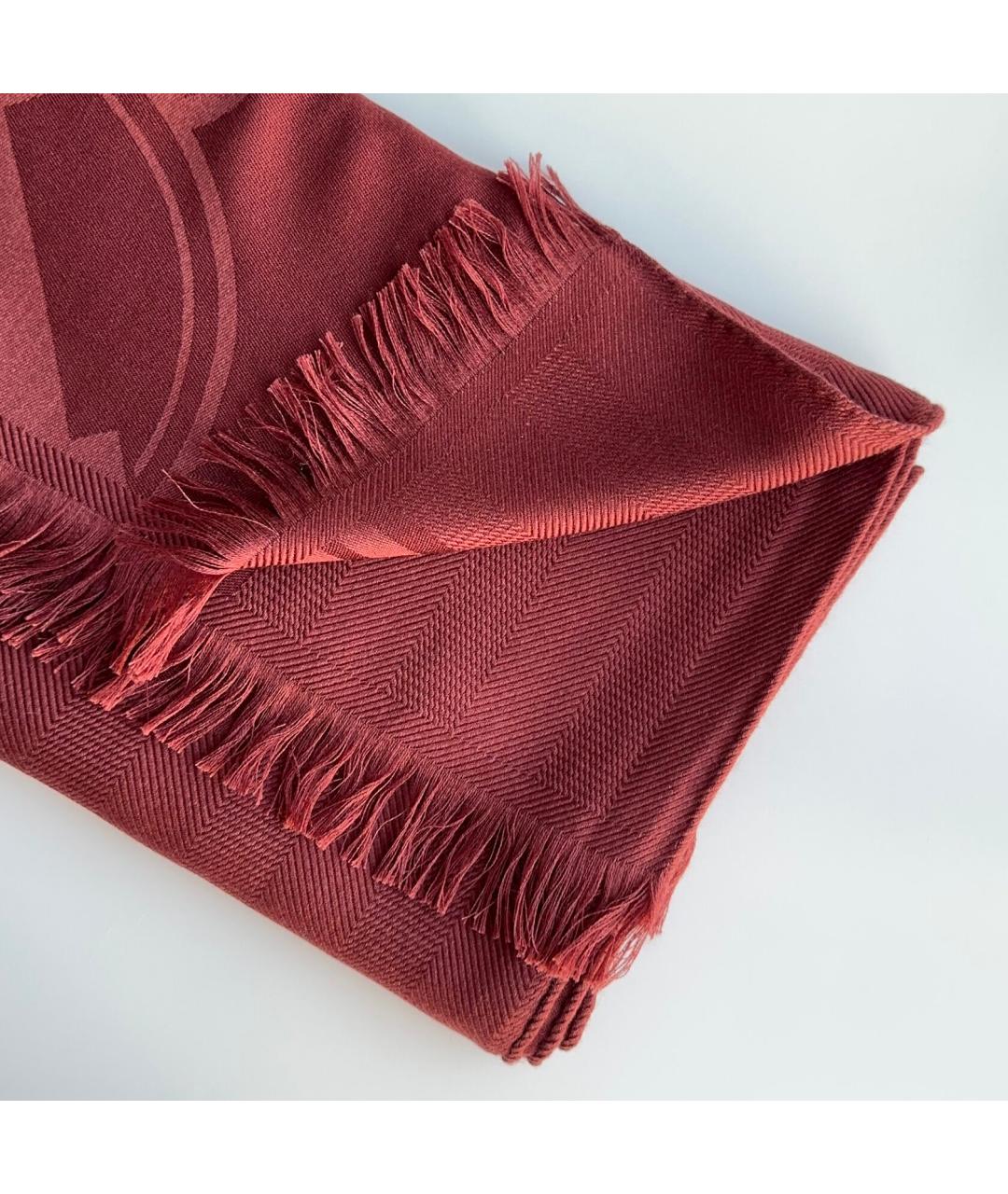 HERMES Бордовый кашемировый шарф, фото 5