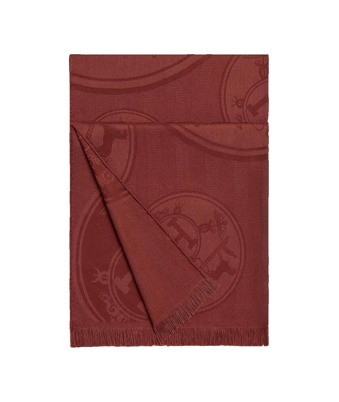 HERMES Бордовый кашемировый шарф, фото 1