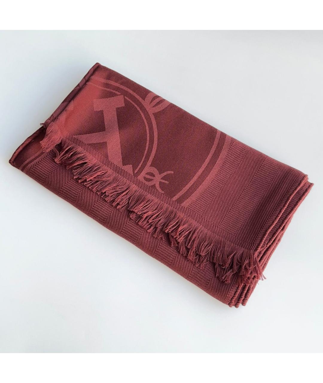 HERMES Бордовый кашемировый шарф, фото 3