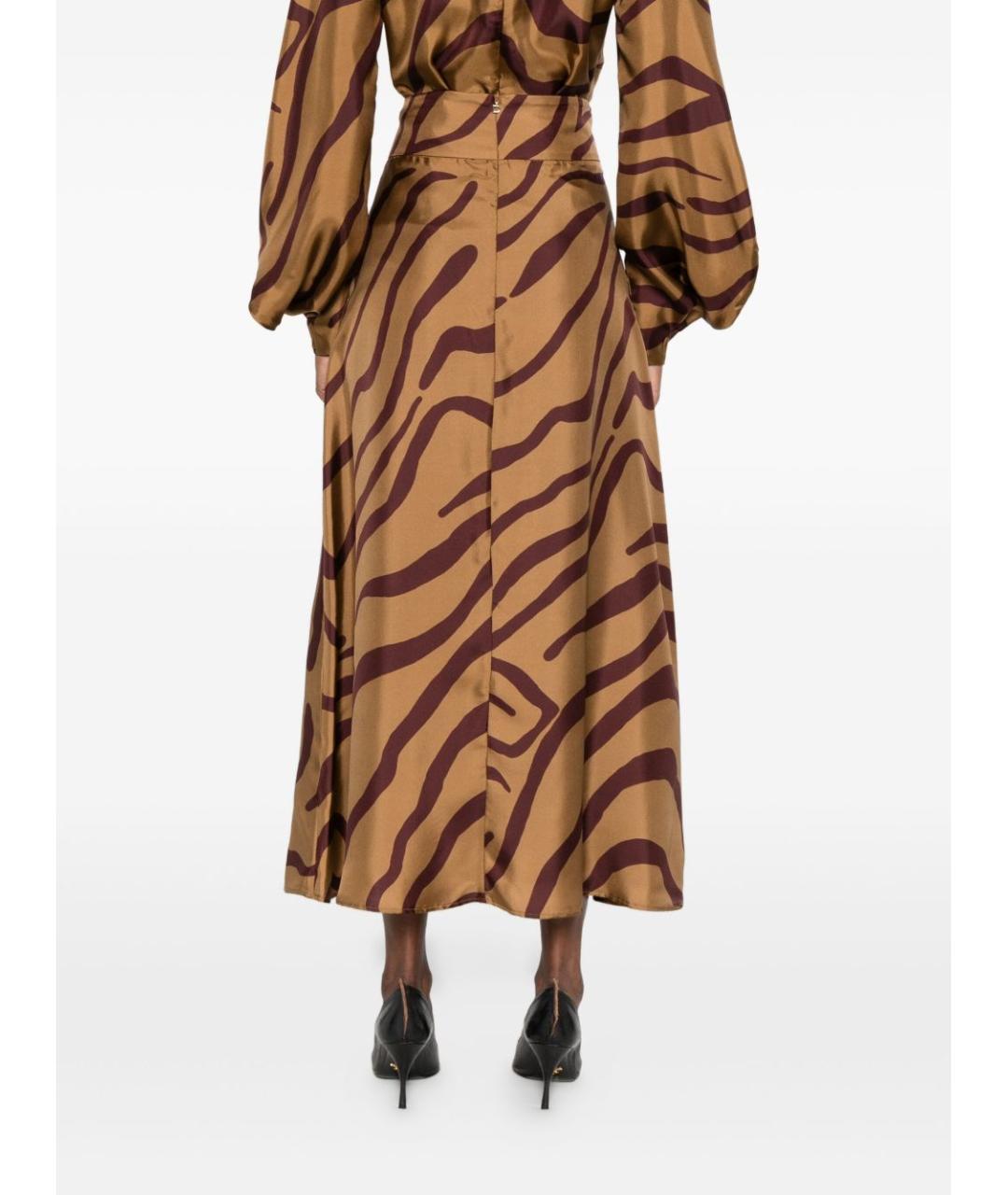 RAQUEL DINIZ Бежевая шелковая юбка миди, фото 5